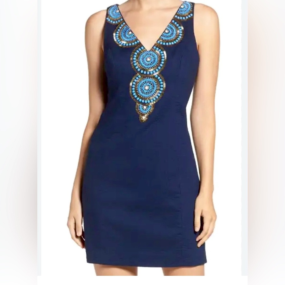 Lily Pulitzer Navy Dress with beading